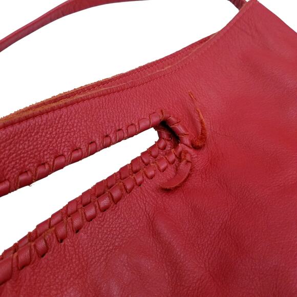 Jennifer Haley Day Shopper Red Leather Handbag Crossbody - Large - Picture 8 of 12